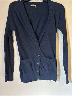 Teaspoon Navy Blue V-Neck Knit Cardigan Sweater Large